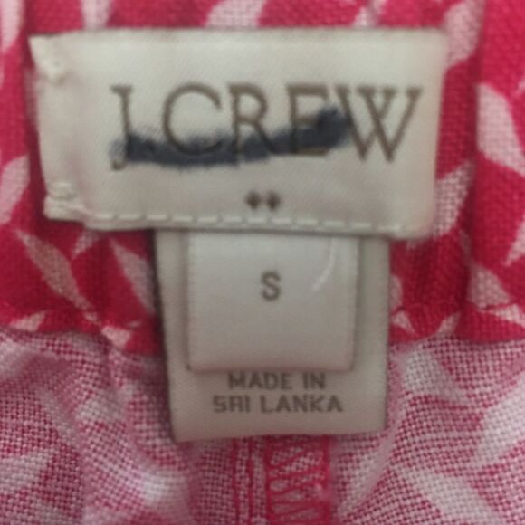 J. Crew Pink Geometric Print Linen Shorts - Picture 2 of 11